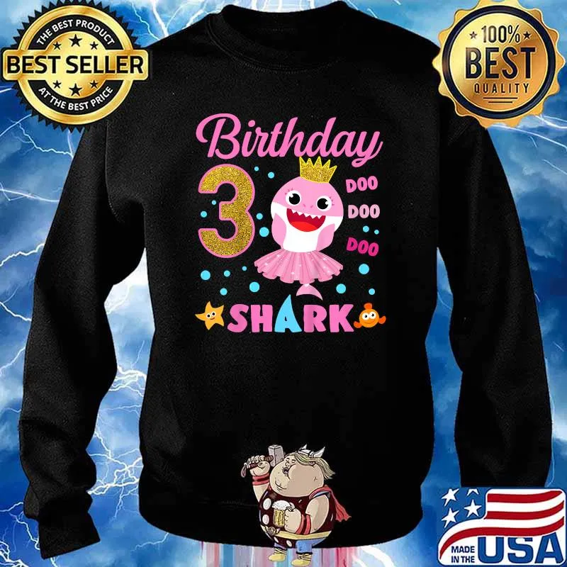 Kids Baby Shark Shirt 3rd Birthday Boy Girl 3 Year Old T-Shirt Sweater