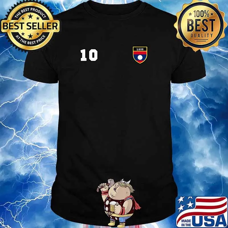 Laos Number 10 Soccer Flag Football Ten Jersey Lao T-Shirt