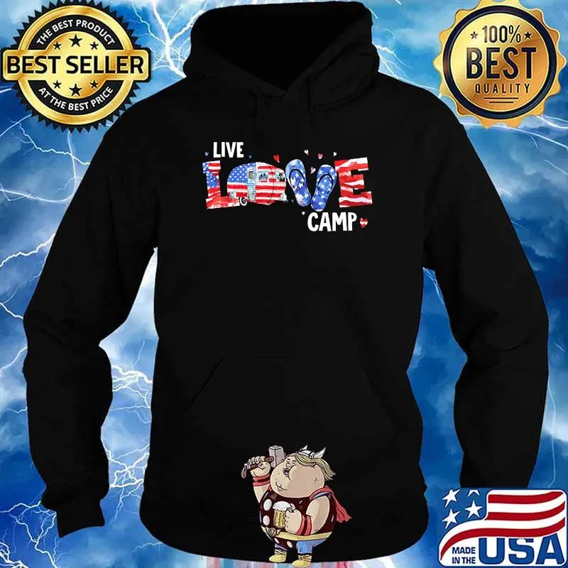 Live love camp flip flop american flag s Hoodie