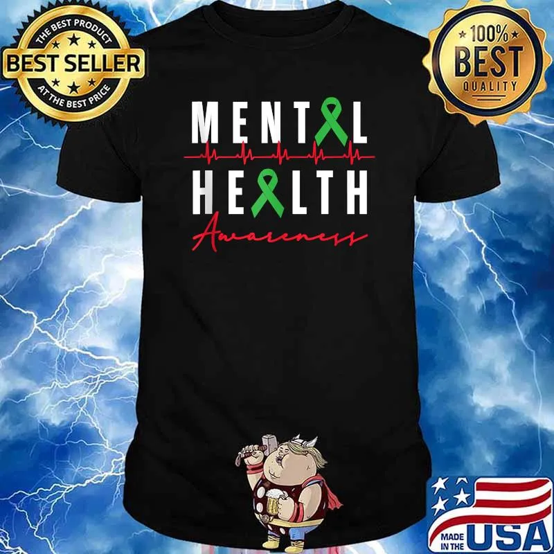 Mental Health Awareness Graphic Green Ribbons T-Shirt
