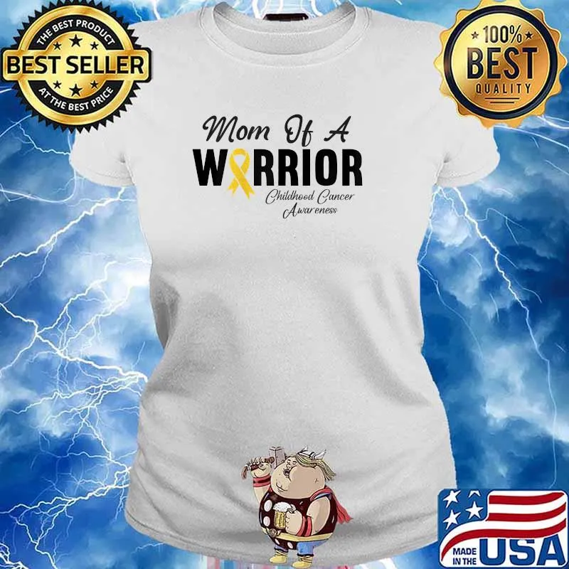 Mom Of A Warrior Messy Bun Womens Childhood Cancer Awareness T-Shirt Ladies tee