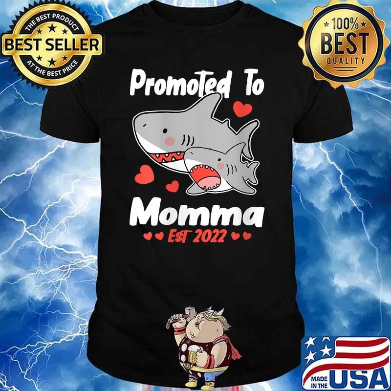 Momma Gift Promoted To Momma EST 2022 Shark T-Shirt