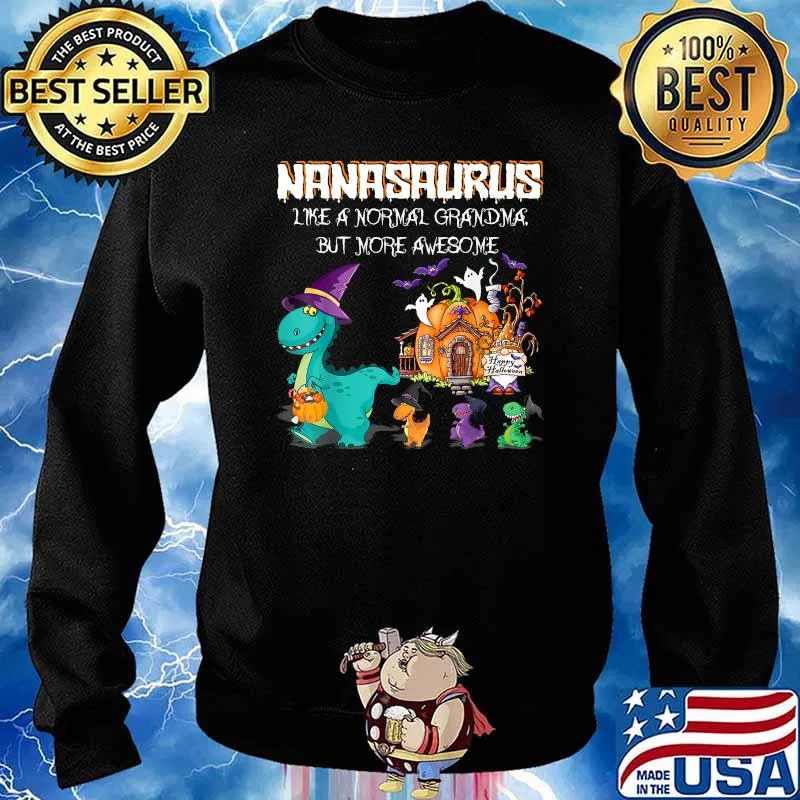 Nanasaurus Like Grandma But Awesome Funny Halloween Dinosaur T-Shirt Sweater