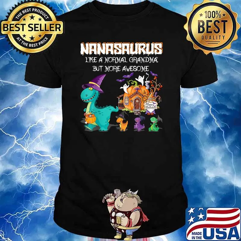Nanasaurus Like Grandma But Awesome Funny Halloween Dinosaur T-Shirt