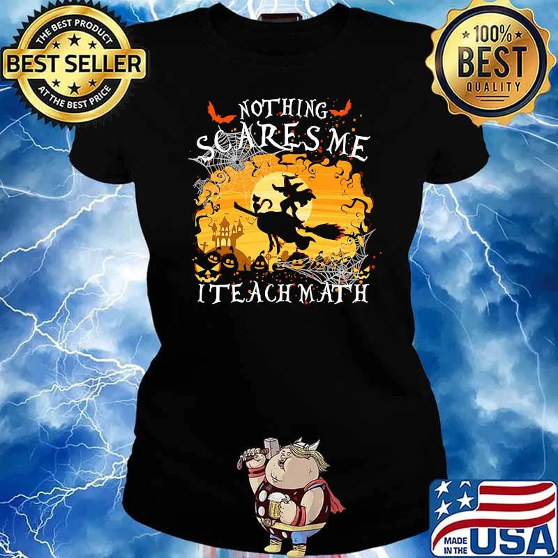Nothing scares me i teach math witch blood moon halloween Ladies tee