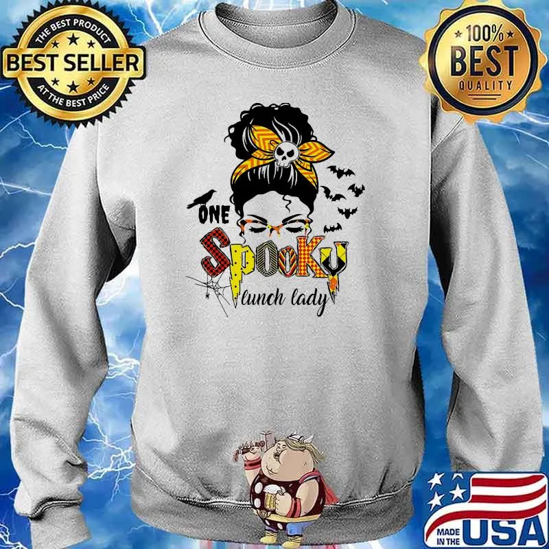 One spooky lunch lady messy bun hair Sweater