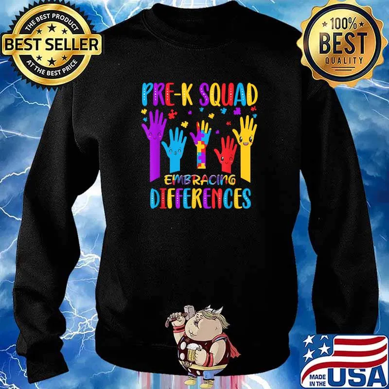 Pre K Squad Embracing Differences Autism SPED Teacher Puzzle T-Shirt Sweater