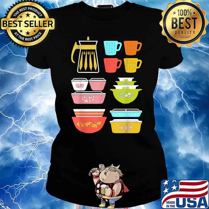 Pyrex Pretties - Vintage Glass Kitchenware T-Shirt Ladies tee