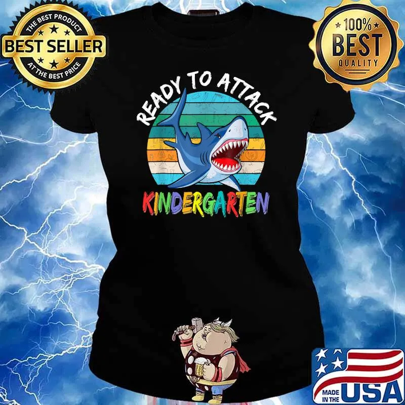 Ready To Attack Kindergarten First Day of School Shark T-Shirt Ladies tee