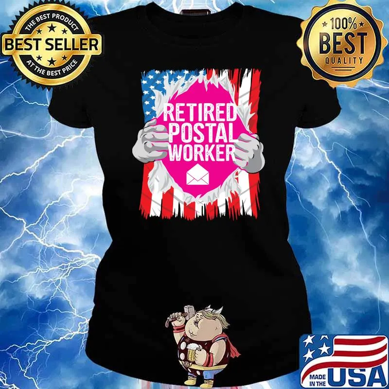 Retired Postal Worker Mailman Retirement Flag T-Shirt Ladies tee