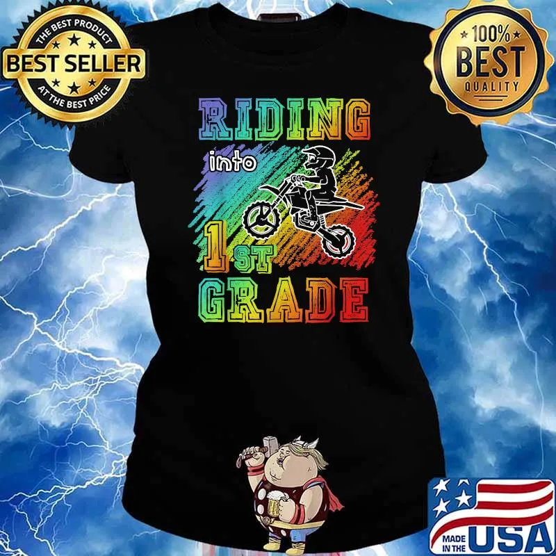 Riding Into 1st Grade Dirt Bike Motocross Lgbt T-Shirt Ladies tee