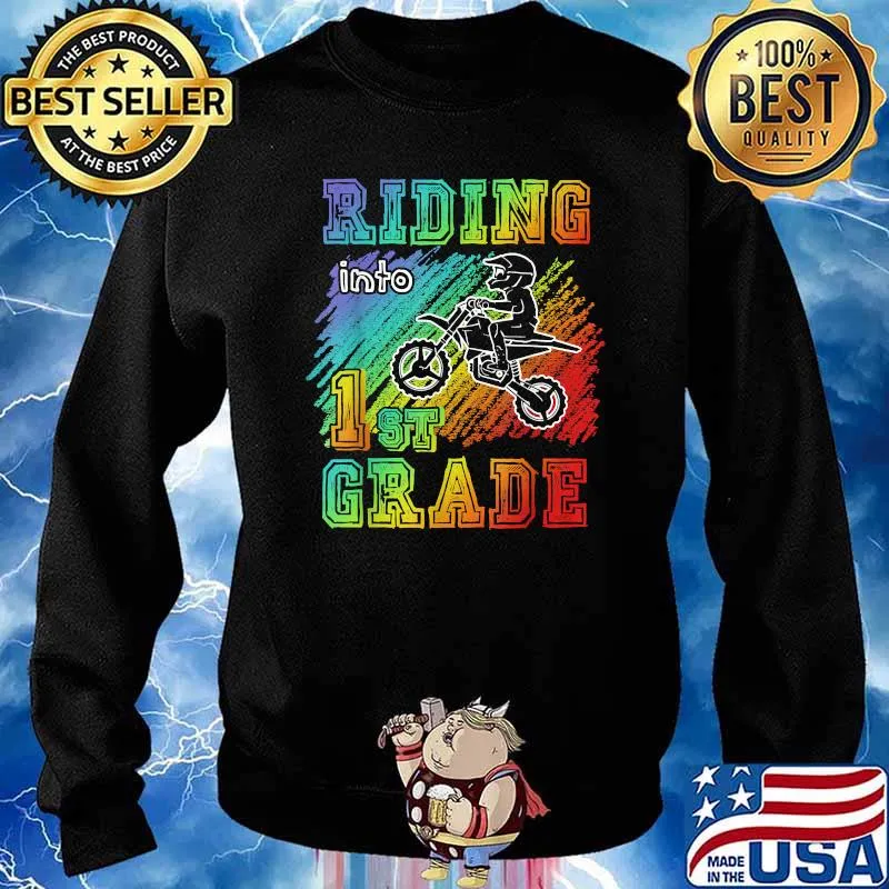 Riding Into 1st Grade Dirt Bike Motocross Lgbt T-Shirt Sweater