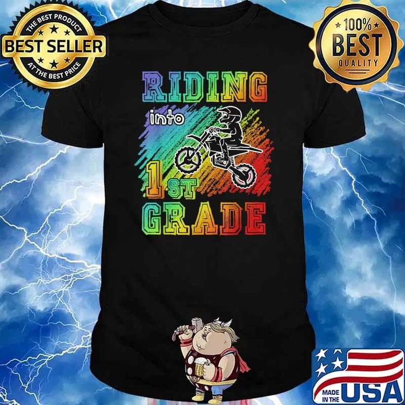 Riding Into 1st Grade Dirt Bike Motocross Lgbt T-Shirt