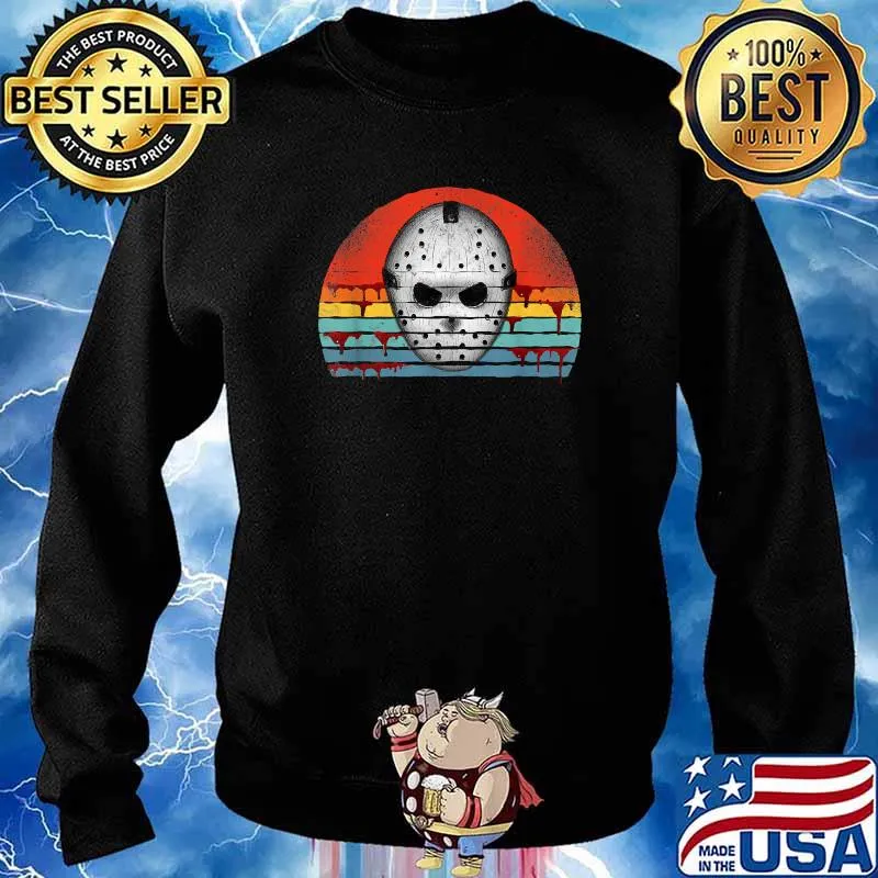 Scary Horror Movie Hockey Mask Retro Sunset T-Shirt Sweater