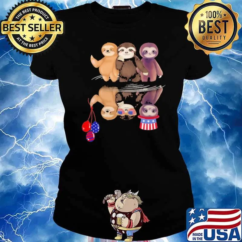Sloth Lover Happy 4th Of July Shirt Ladies tee