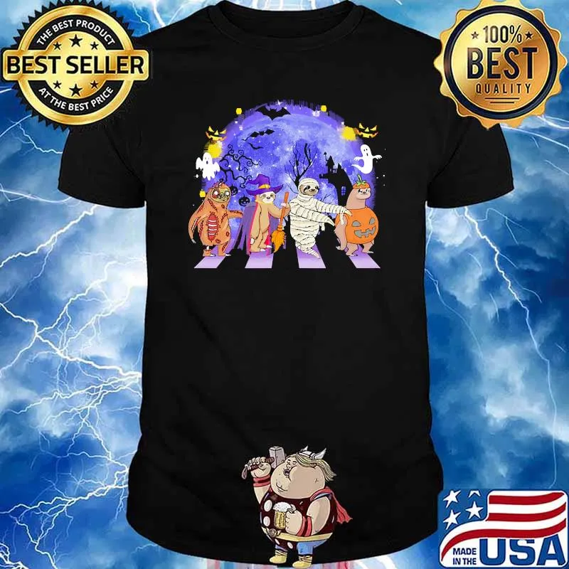 Sloths witch abbey road moon halloween shirt