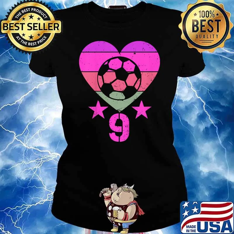 Soccer Birthday 9 Year Old Boy Girl Ninth 9th Birthday T-Shirt Ladies tee