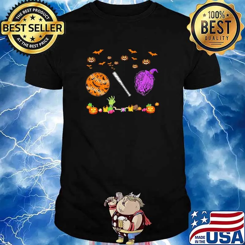 Softball pumpkin witch halloween shirt