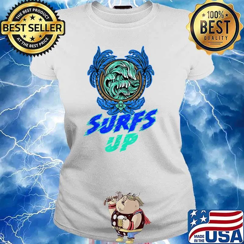 Surfs Up Surf Boarding T-Shirt Ladies tee