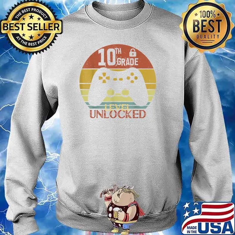 Tenth Grade Shirt 10th Grade Level Unlocked Gamer Vintage T-Shirt Sweater