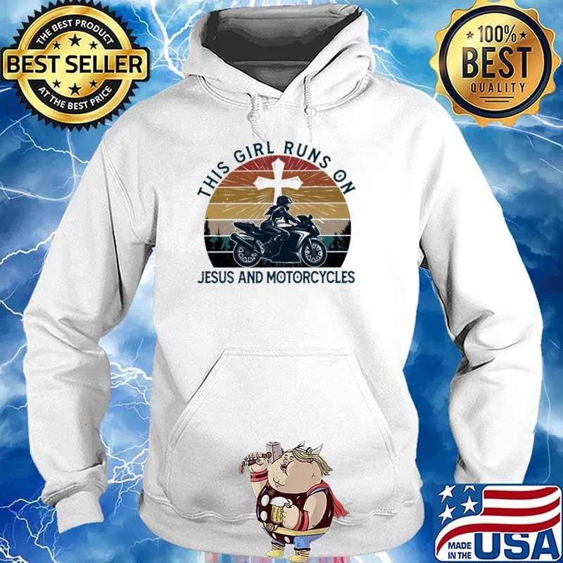 THis Girl Runs On Jesus And Motorcycles Vintage Shirt Hoodie
