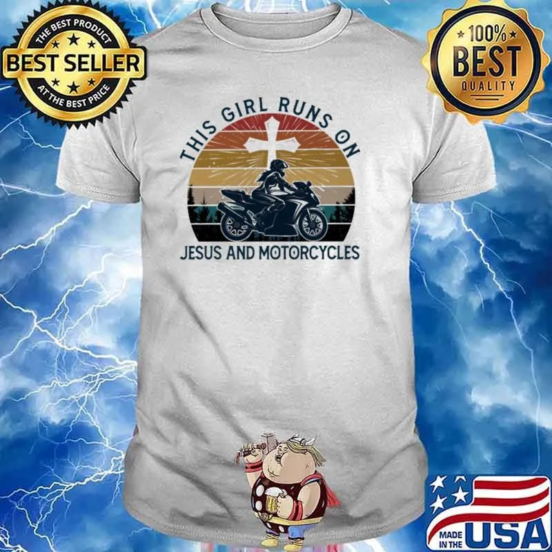 THis Girl Runs On Jesus And Motorcycles Vintage Shirt