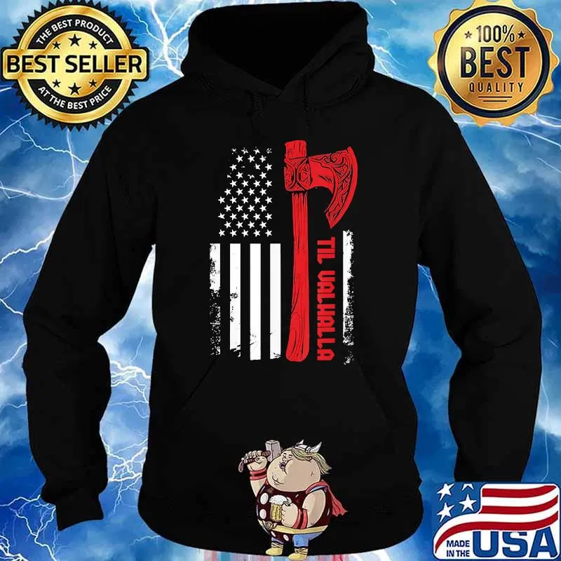 Til vanhala usa flag Viking World Hoodie