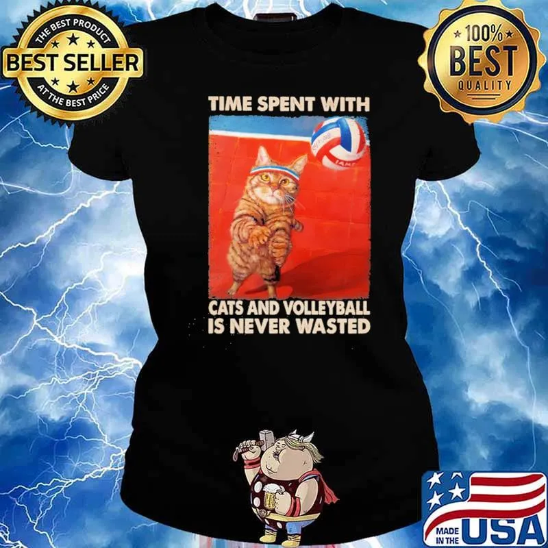 Time Spent With Cats And Volleyball Is Never Wasted Cat Shirt Ladies tee