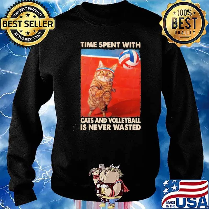 Time Spent With Cats And Volleyball Is Never Wasted Cat Shirt Sweater