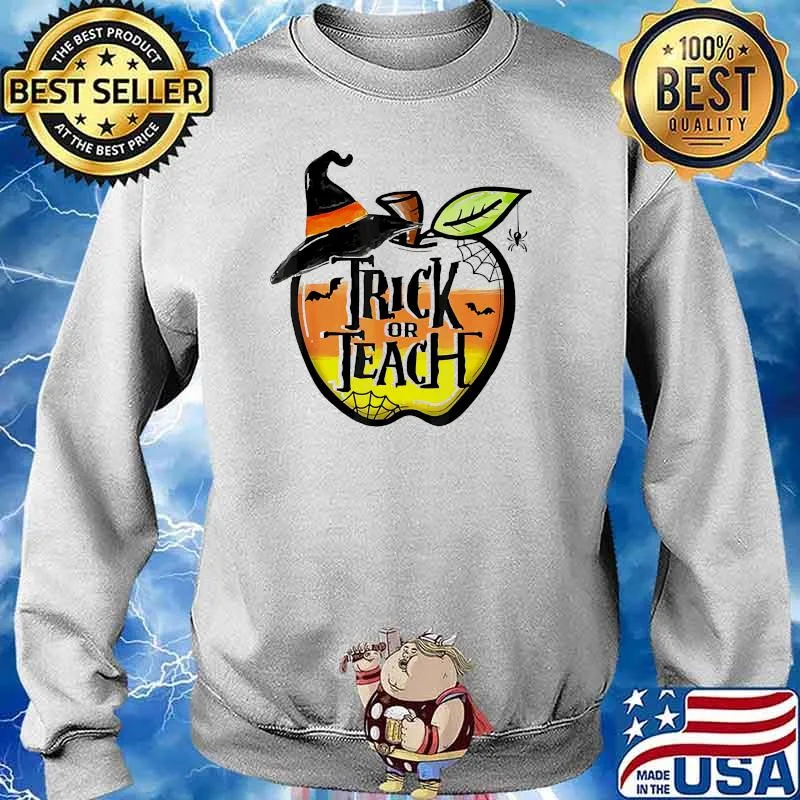 Trick or teach apple witch halloween Sweater