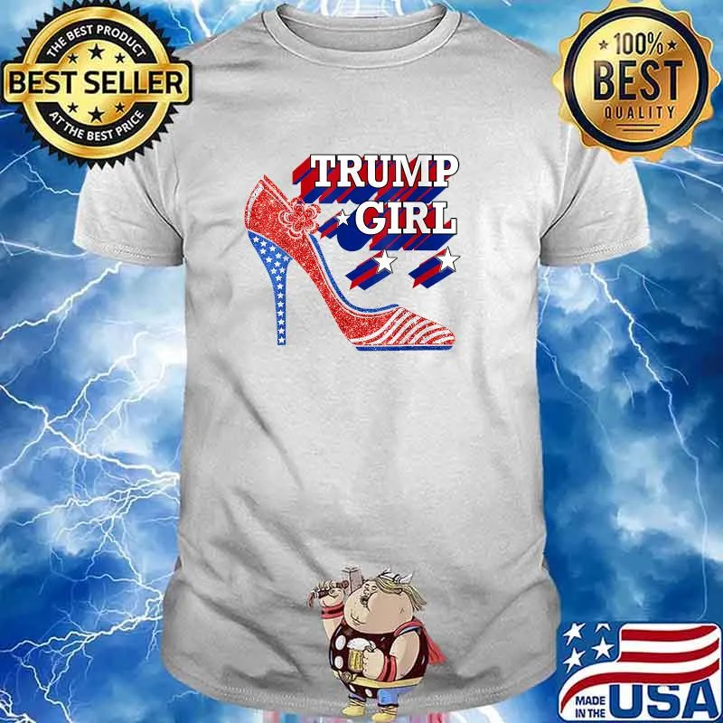 Trump Girl High Heel American USA Flag Glitter T-Shirt