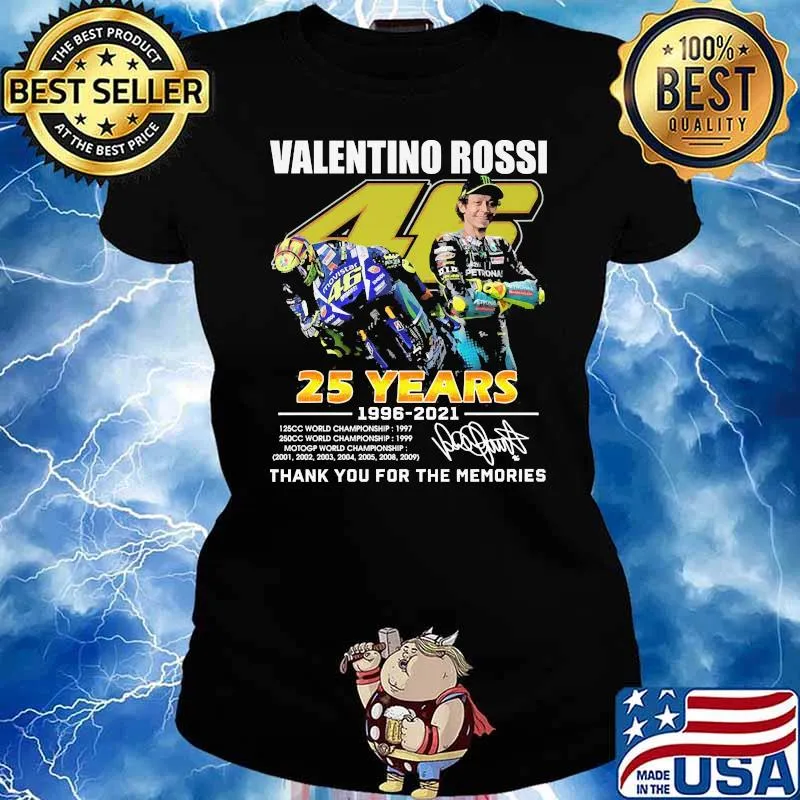 Valentino rossi 25 years 1996 2021 thank you for the memories signature Ladies tee