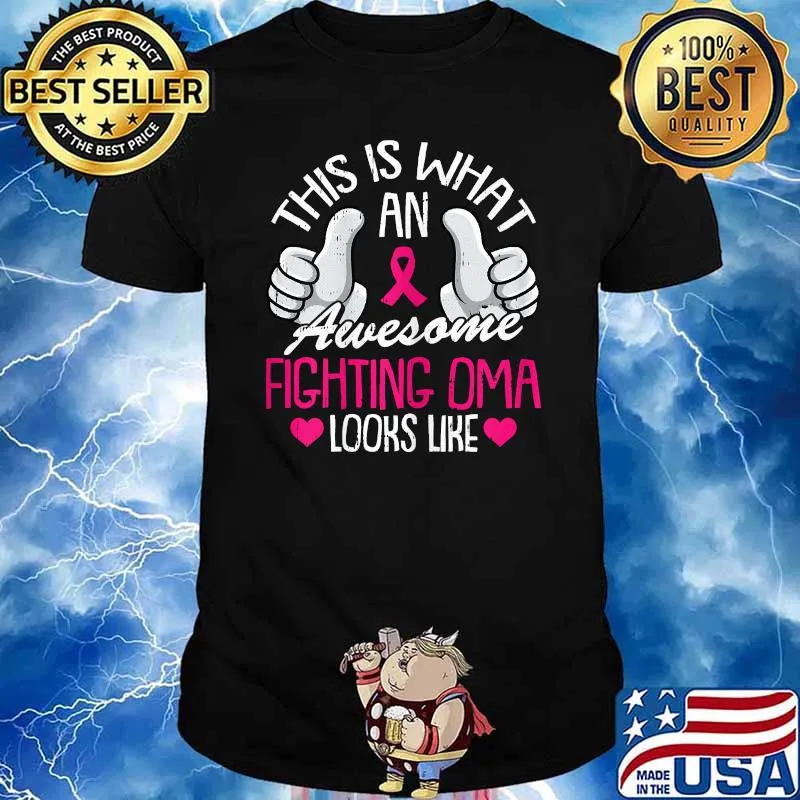 Womens Fighting Oma Breast Cancer Awareness Grandma Fighter Warrior T-Shirt