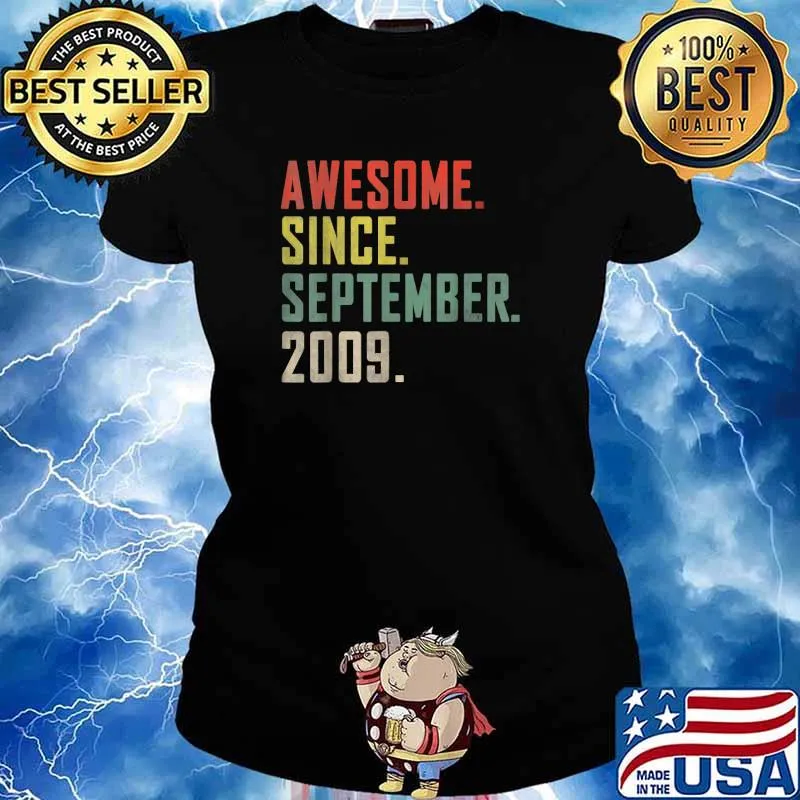 12th Birthday Awesome Since September 2009 T-Shirt Ladies tee