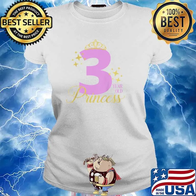 3 Year Old Princess 3rd Birthday T-Shirt Ladies tee