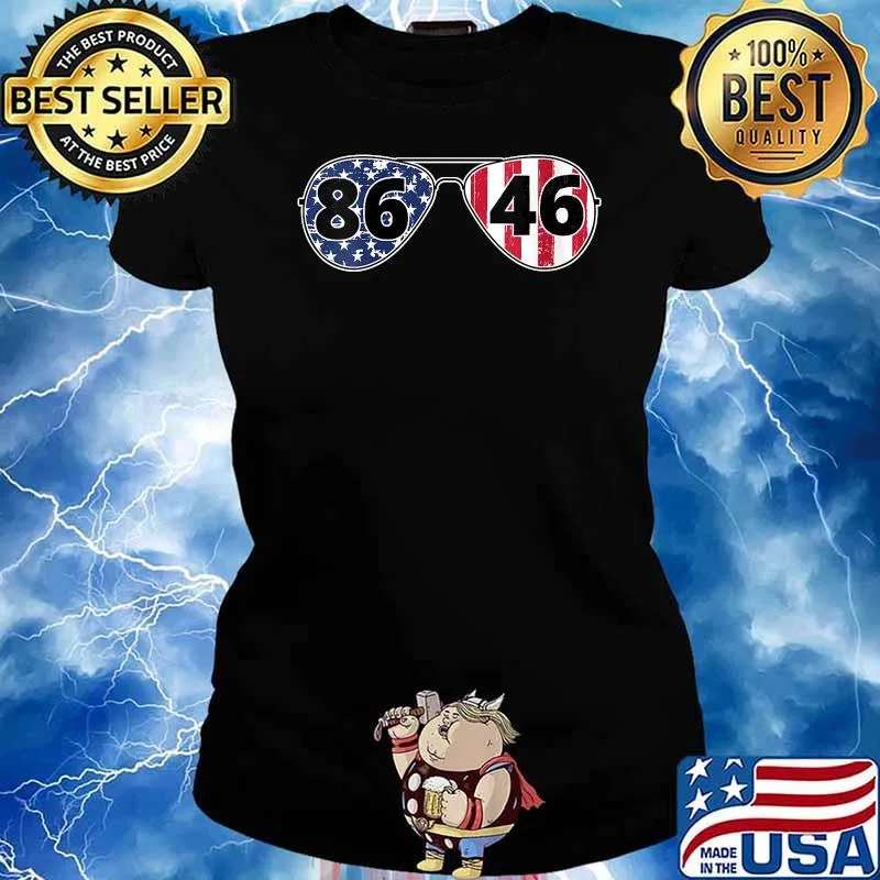 86 46 USA Vintage Flag Sun Glasses T-Shirt Ladies tee