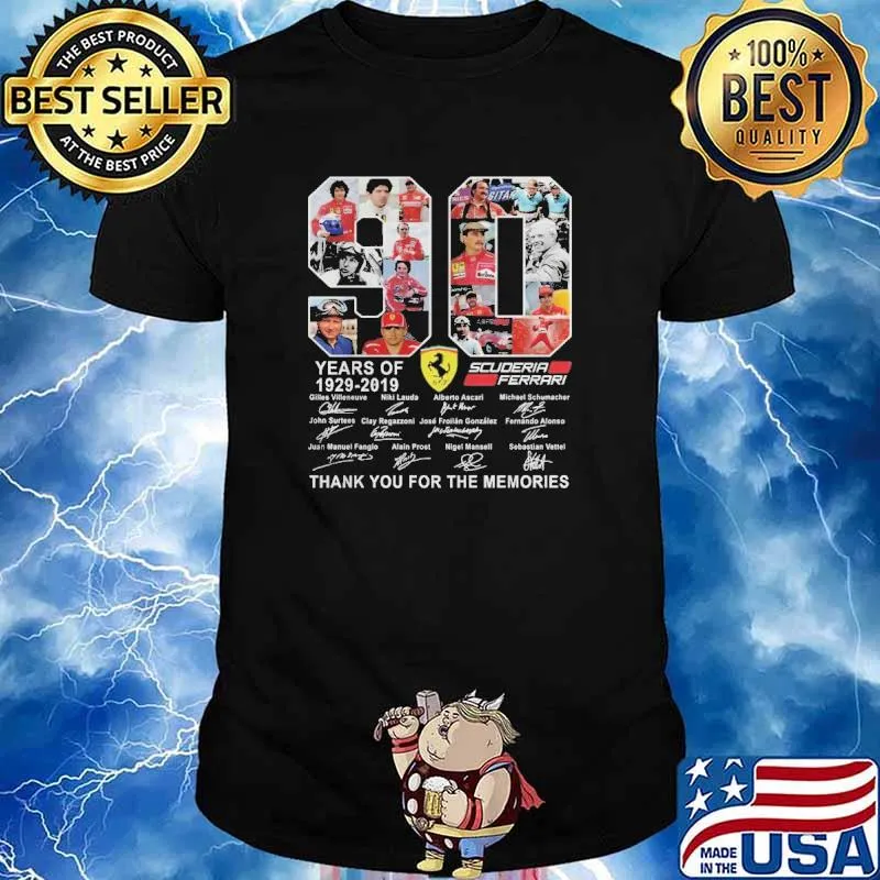 90 years of Scuderia Ferrari thank you for the memories signatures shirt