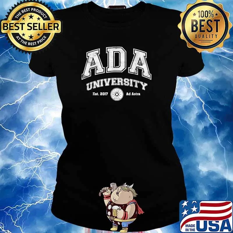 ADA University, Distressed Cardano Logo College Style Crypto T-Shirt Ladies tee