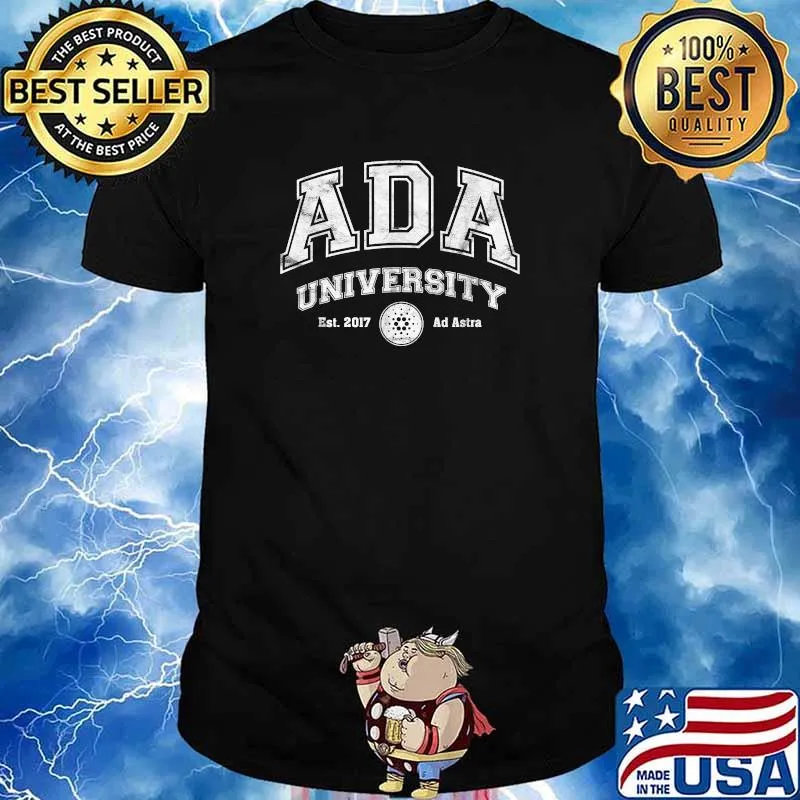 ADA University, Distressed Cardano Logo College Style Crypto T-Shirt