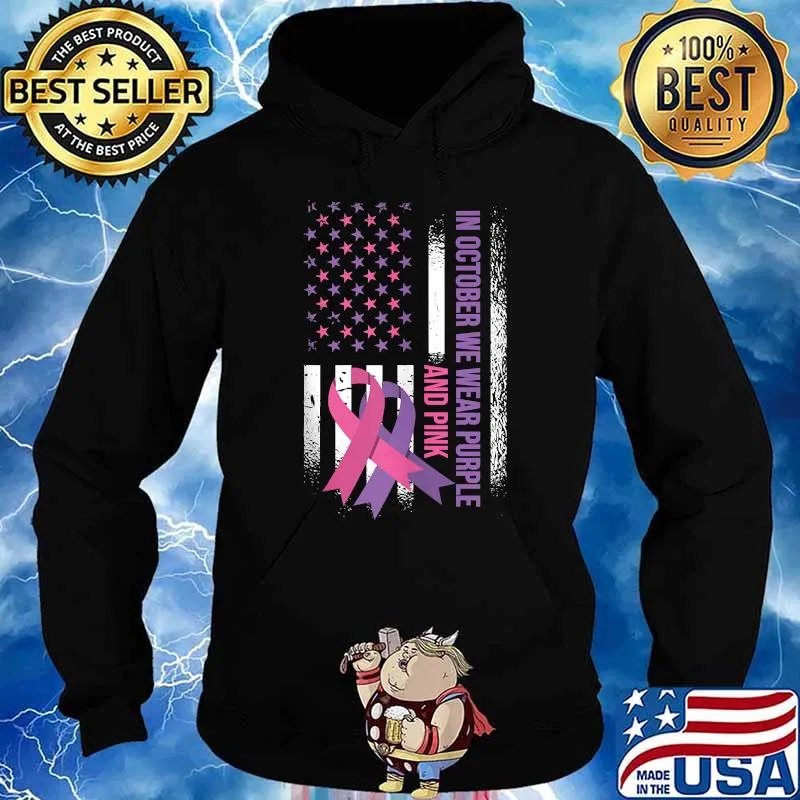 American Flag Breast Cancer and Domestic Violence Awareness T-Shirt Hoodie