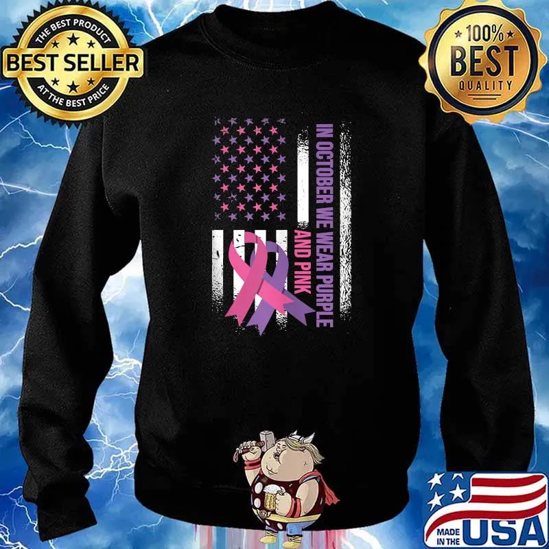 American Flag Breast Cancer and Domestic Violence Awareness T-Shirt Sweater