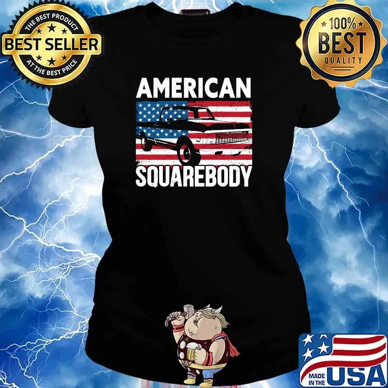American Square Body for a Old Chevy Pickup Truck usa Flag T-Shirt Ladies tee