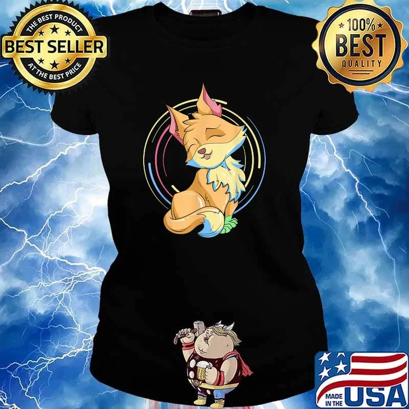 Anime Cute Animal Pastel Goth Art Kawaii Fox T-Shirt Ladies tee