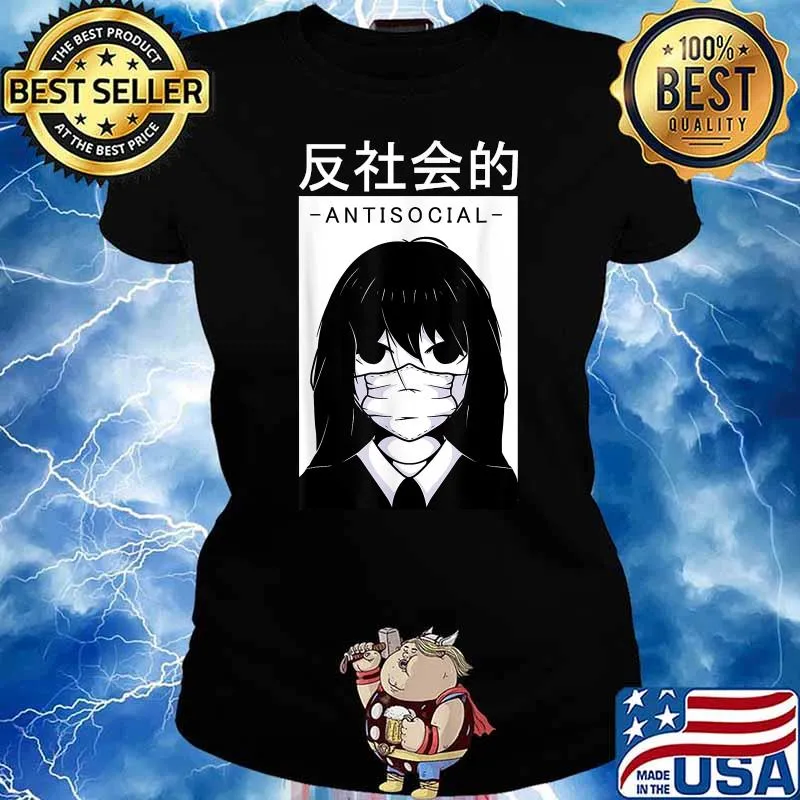 Antisocial Dark Art Aesthetic Girl Horror Shirts Fairy Grunge Clothes Anime Manga T-Shirt Ladies tee