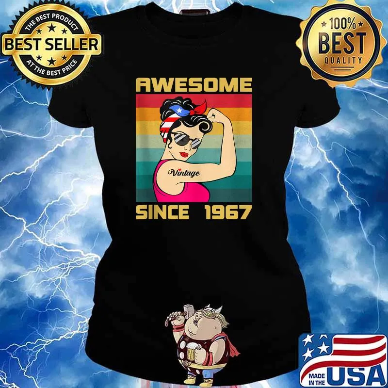 Awesome Since 1967 54 Years Old Women Birthday Vintage T-Shirt Ladies tee