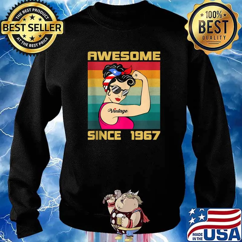 Awesome Since 1967 54 Years Old Women Birthday Vintage T-Shirt Sweater