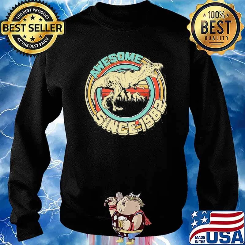 Awesome Since 1982 Dinosaur 39Th Birthday Vintage Shirt Sweater