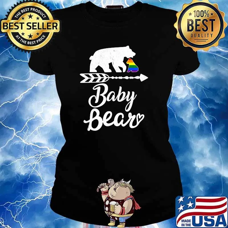 Baby bear lgbt rainbow pride gay lesbian T-Shirt Ladies tee