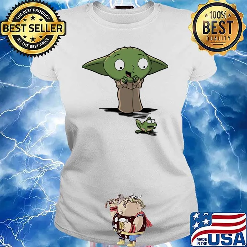 Baby yoda and frog star wars s Ladies tee