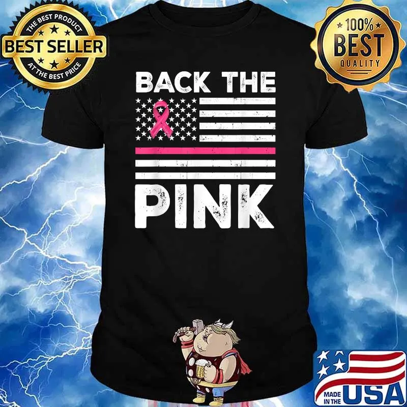 Back The Pink Ribbon American Flag Breast Cancer Awareness T-Shirt
